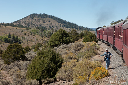 Cumbres and Toltec Scenic Railroad Steam Engine 489 Man Chasing Wife